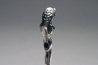 Rare 17th Century Memorial Dutch Silver Spoon and Fork set - Sara Lewes, Kwab Auricular Style, Earliest Known Silver Fork from New York/ New Amsterdam